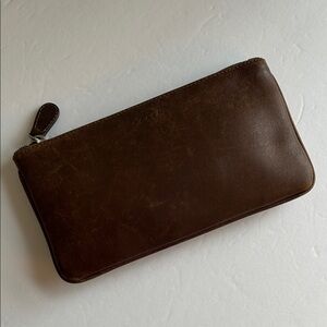 Vintage Coach Brown Leather Skinny Case Clutch